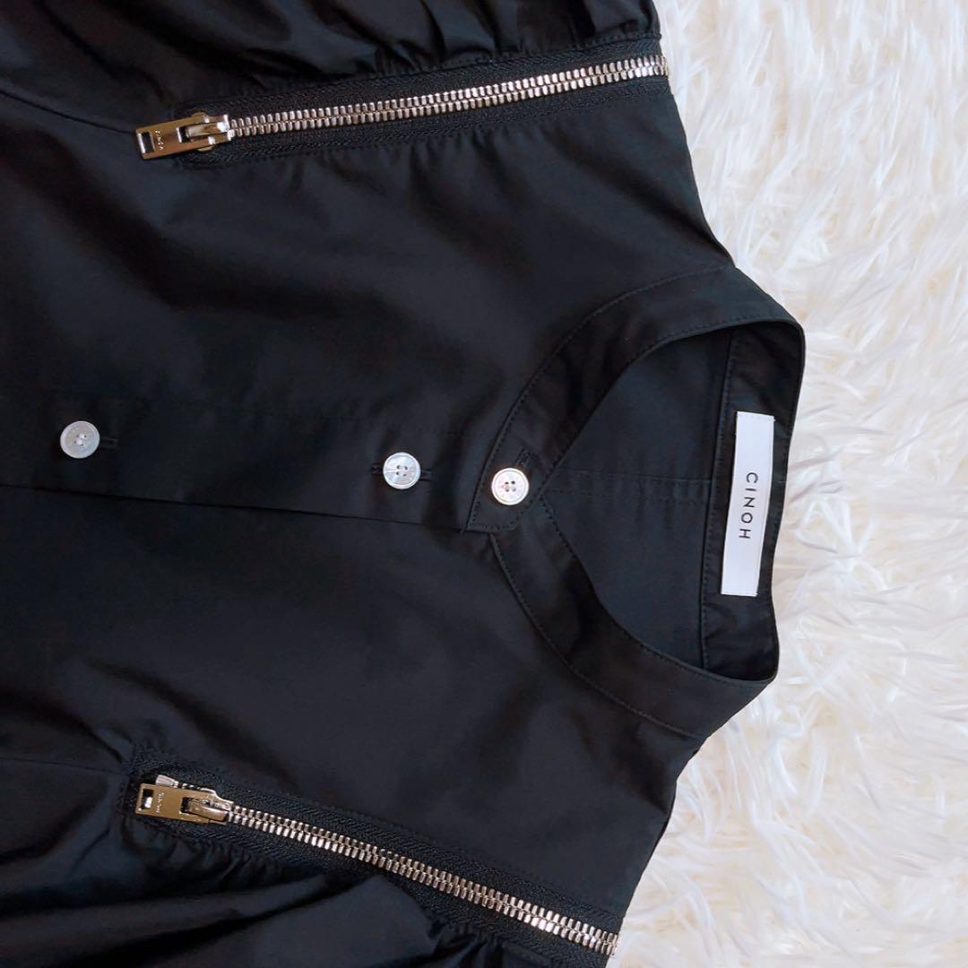 美品♡ CINOH パフショルダーシャツ スーピマ　23SS 黒 36 S