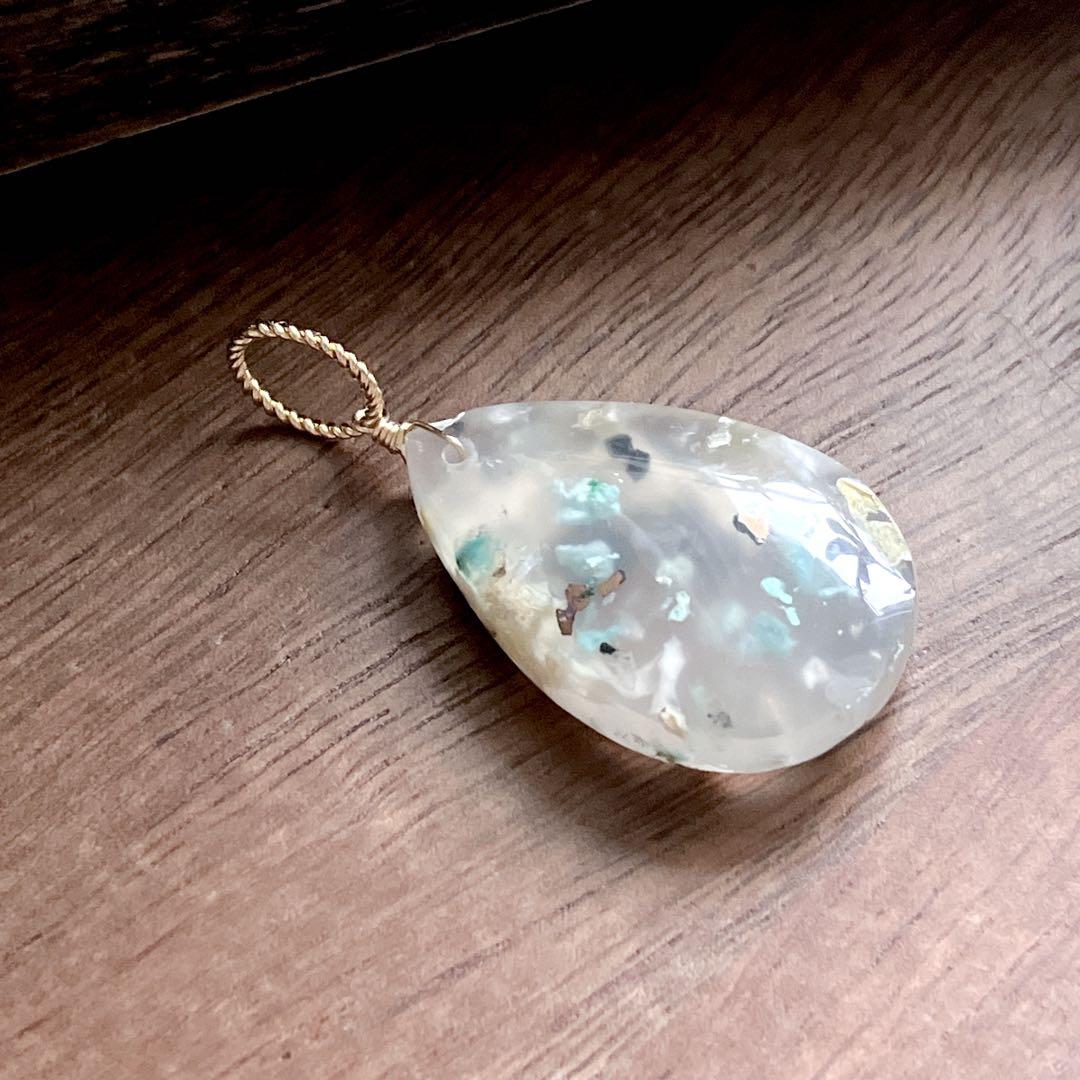 Qs'B◆クリソコラコッパーインカルセドニー ネックレストップ✧14kgf