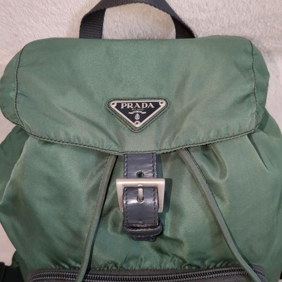 PRADA リュック テスートナイロン カーキ 三角ロゴ 巾着 PRADA リュック テスートナイロン カーキ 三角ロゴ 巾着 - メルカリ