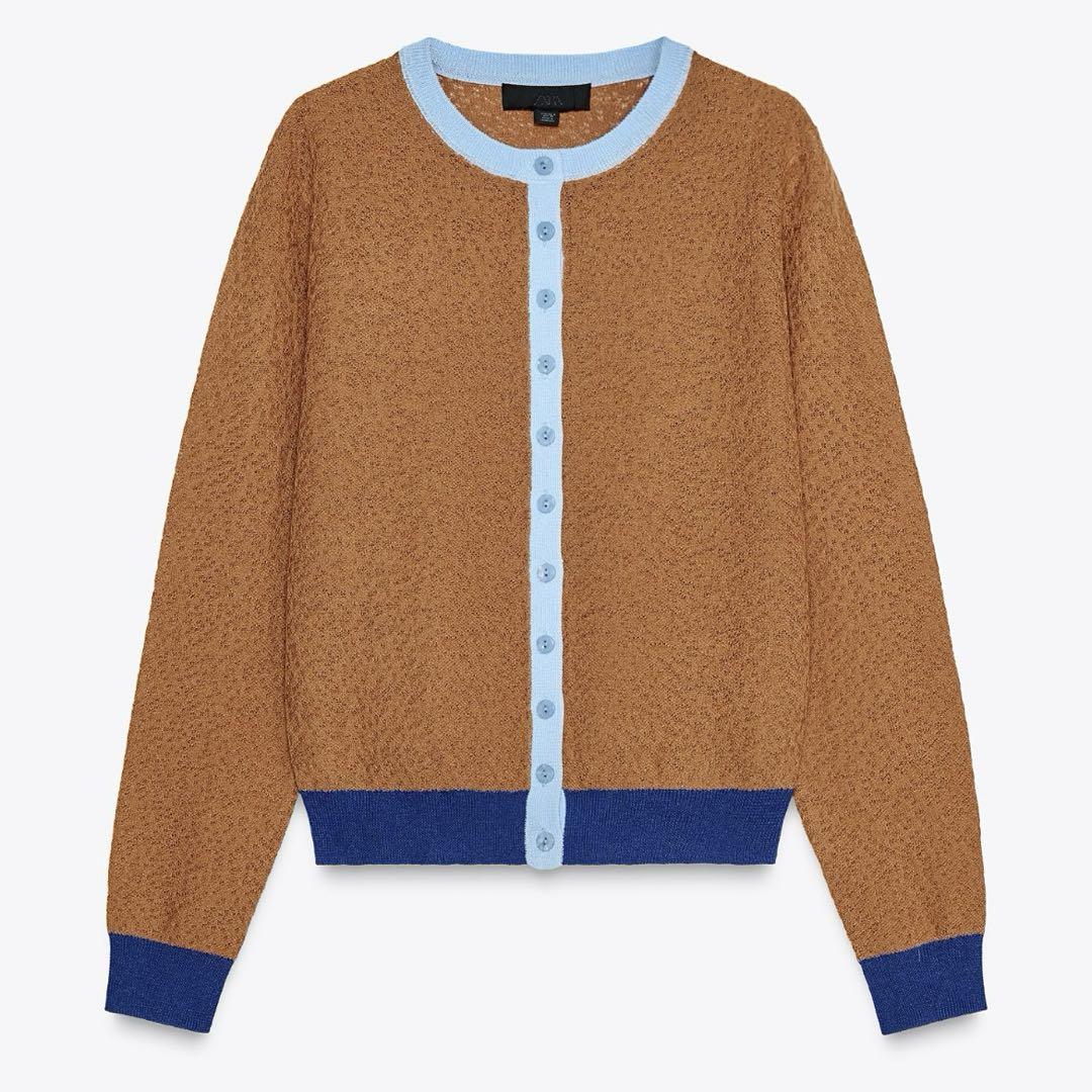 スペイン発送 ZARA インターロックニットジャケット カジュアル org.jpg
