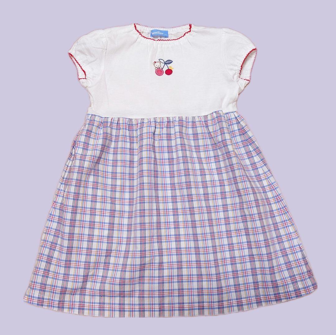 美品　ファミリア　ドッキング　ワンピース　リアちゃん　チェック　110