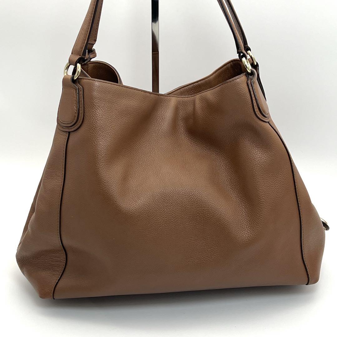 超美品 コーチ COACH ショルダーバッグ イーディー レザー 茶色