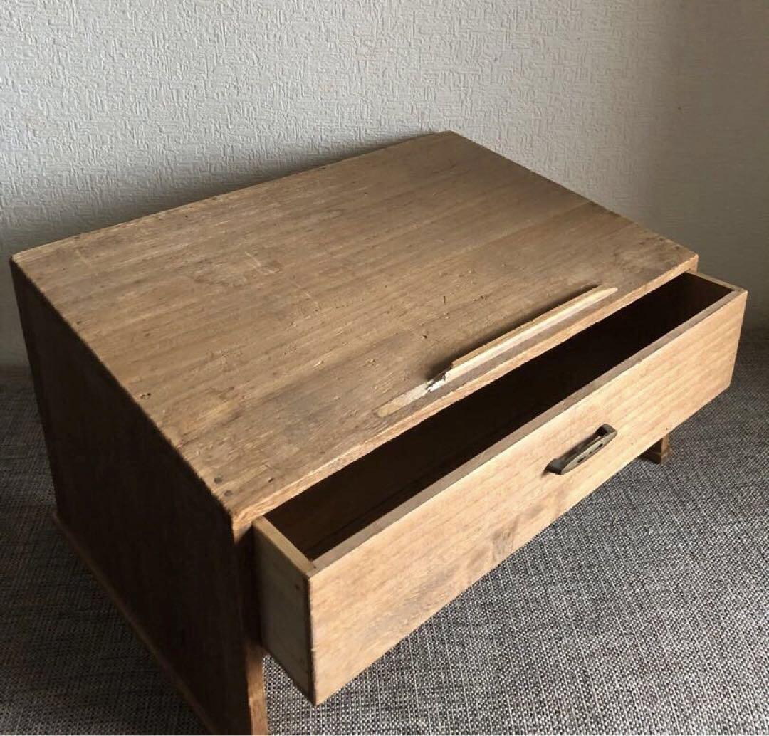 古道具 小さな机 小引き出し 小文机 傾斜台 展示台 抽斗 vintage