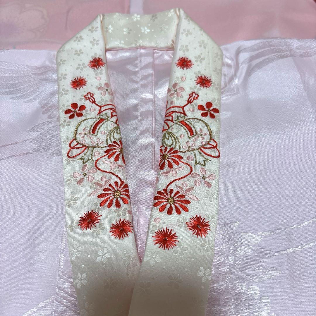 七歳祝い着　正絹着物、飾り帯、ほか小物一式