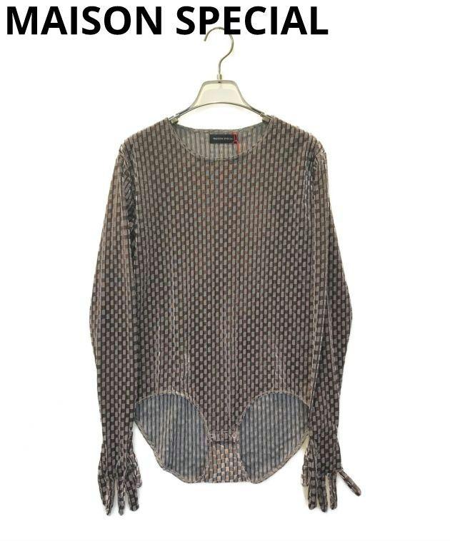 MAISON SPECIAL ボディスーツ ベロアチェック カットソー メゾン