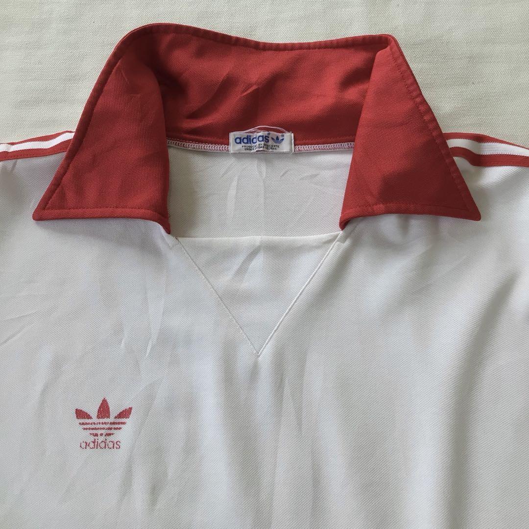 年末のプロモーション特価！ 80s アディダス DESCENTE 白 フットボールシャツ ゲームシャツ ウェア