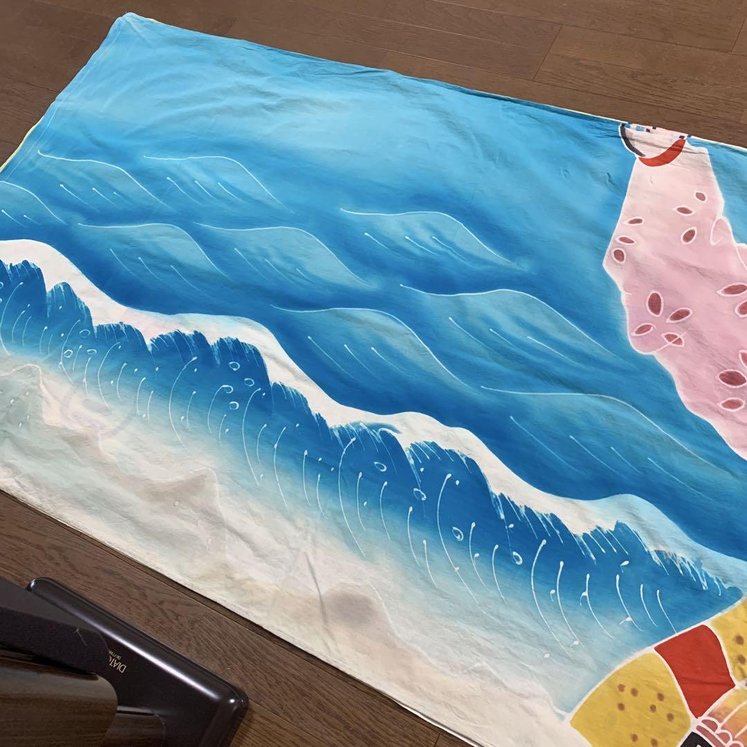 木綿古布 藍染古布 幟旗 手描き高知のフラフ 100×430cm 生地