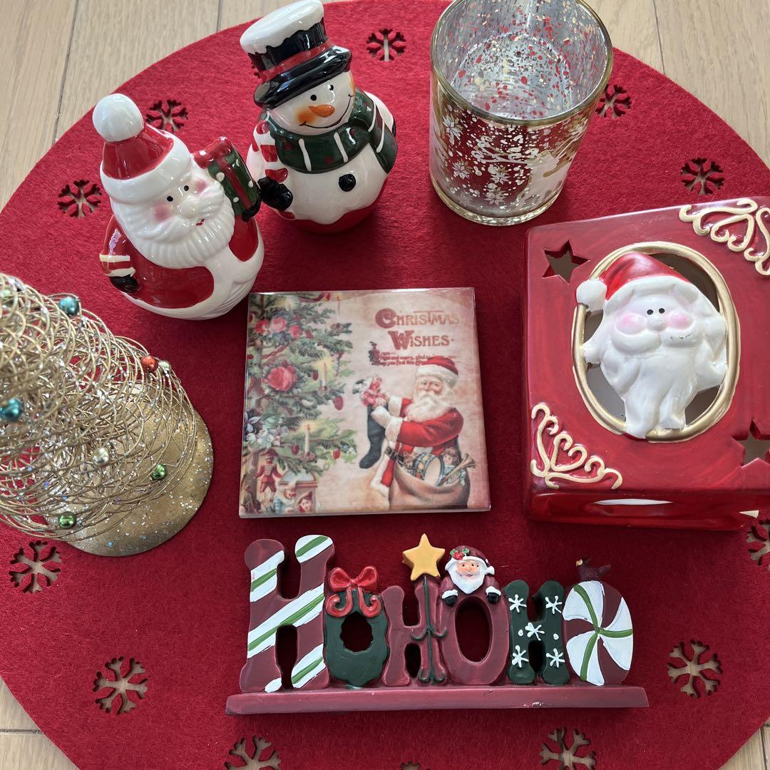クリスマスデコレーションセット サンタ 雪だるまツリー置物インテリア