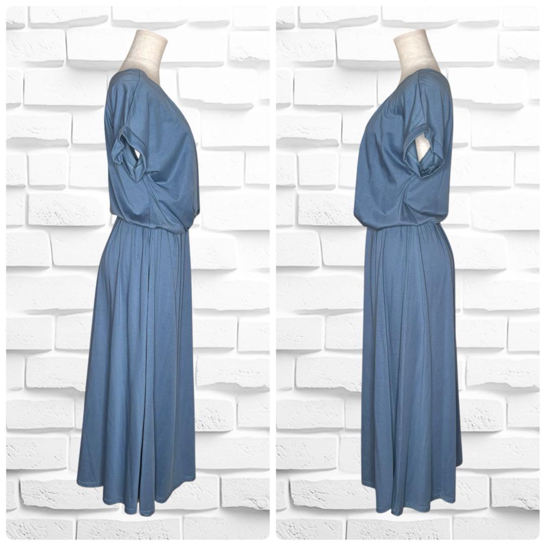 【美品】ジャスグリッティー ワンピース S ブルー ウエストリボン 春夏通勤通学
