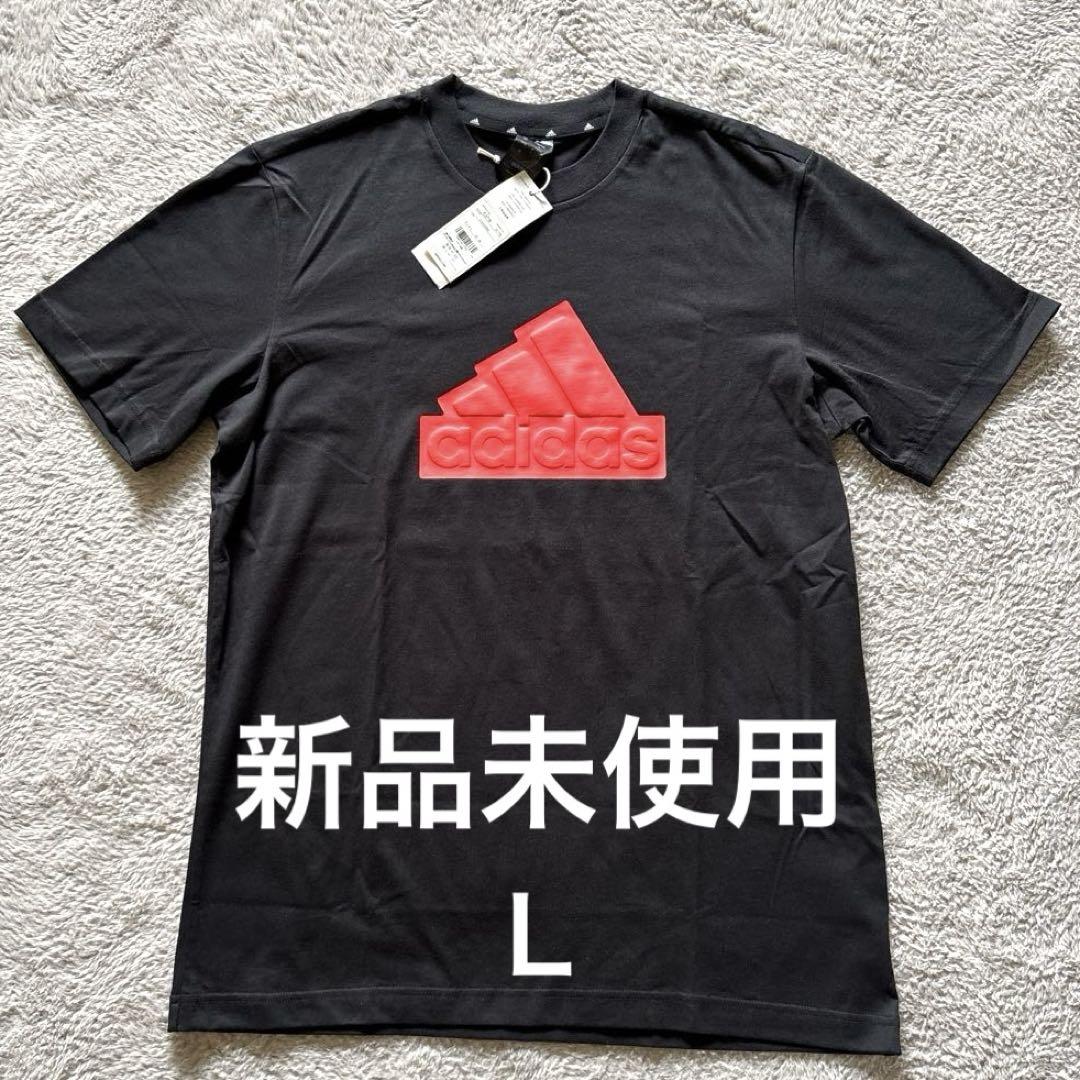 新品未使用adidas トリプルストライプ Tシャツ ブラック/レッド
