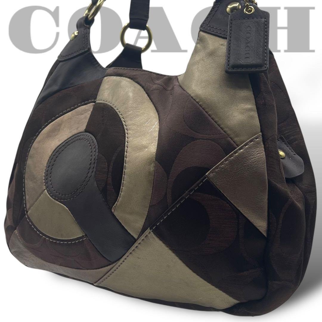 COACH コーチ ワンショルダーバッグ ハーフムーン レザー ベージュ