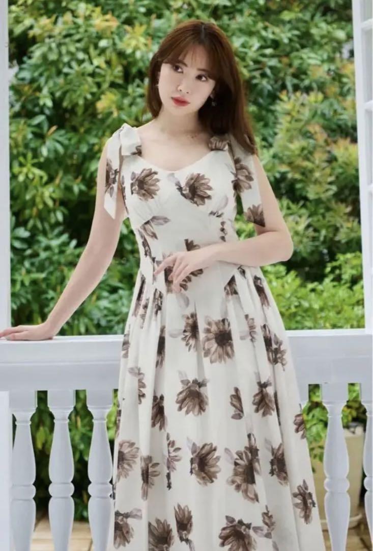 Sunflower-Printed Midi Dress（ワンピース）｜Her lip to（ハー