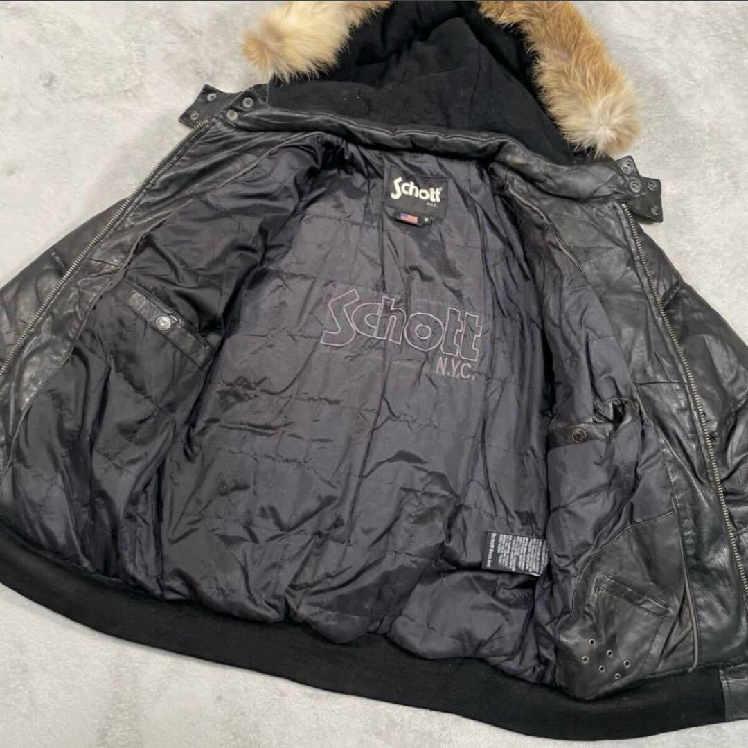 【美品】　Schott ショット 本革 ダウン　レザー　アウター ジャケット
