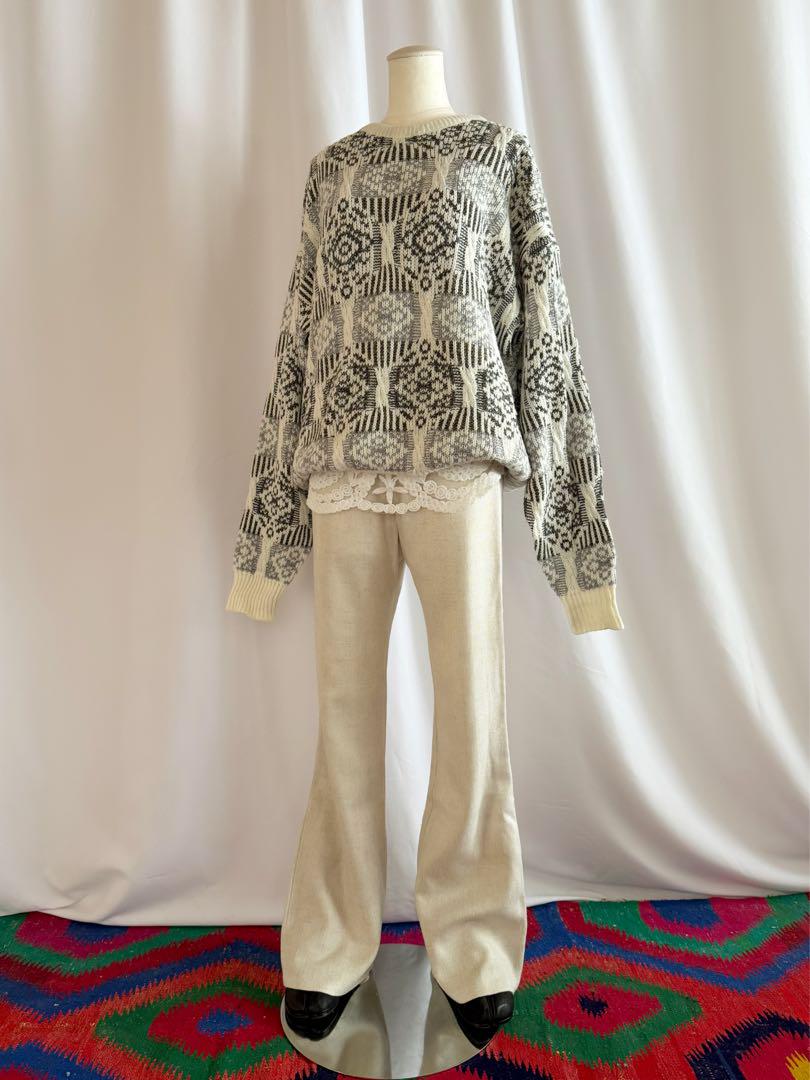 古着 ビンテージ USA 70s 80s 総柄 ネイティブ ニット セーター