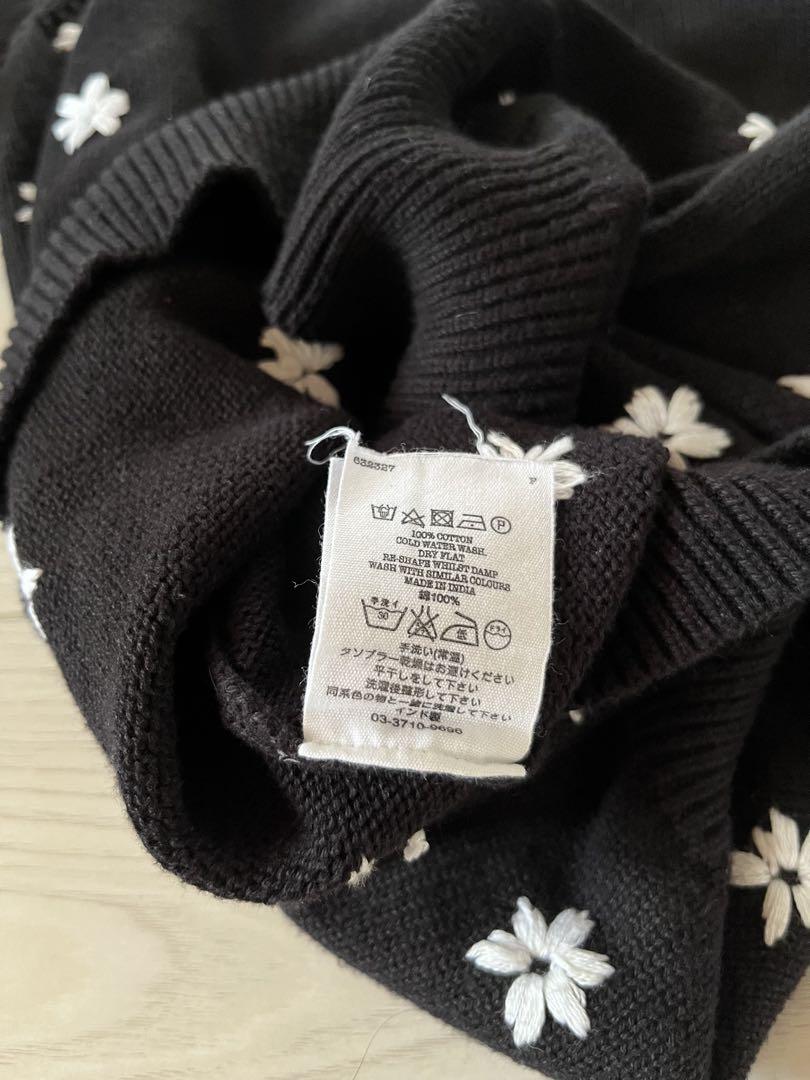 YMC 花柄刺繍 セーター S 黒
