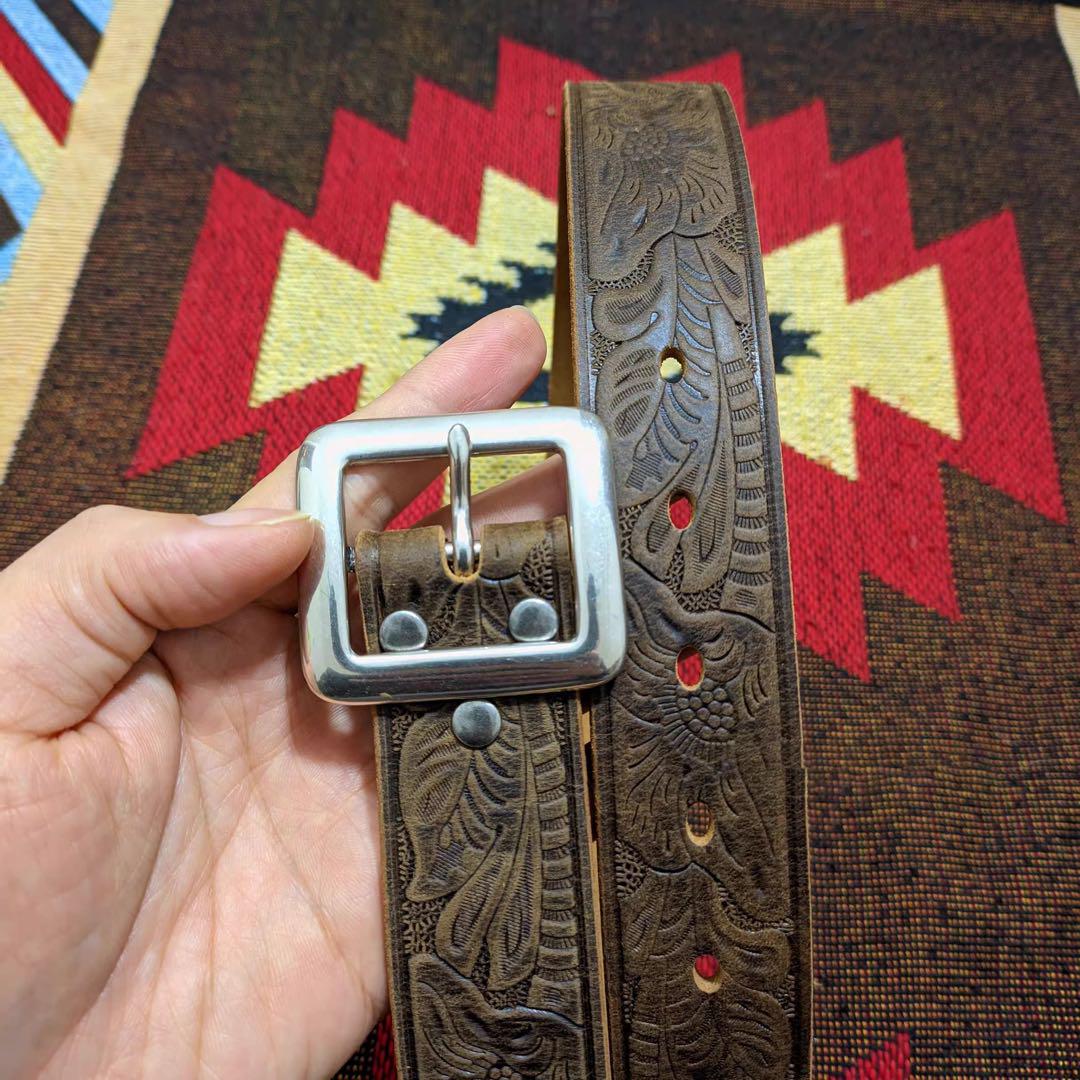 RRL EMBOSSED GARRISON BELTレザーベルト95cm - メルカリ