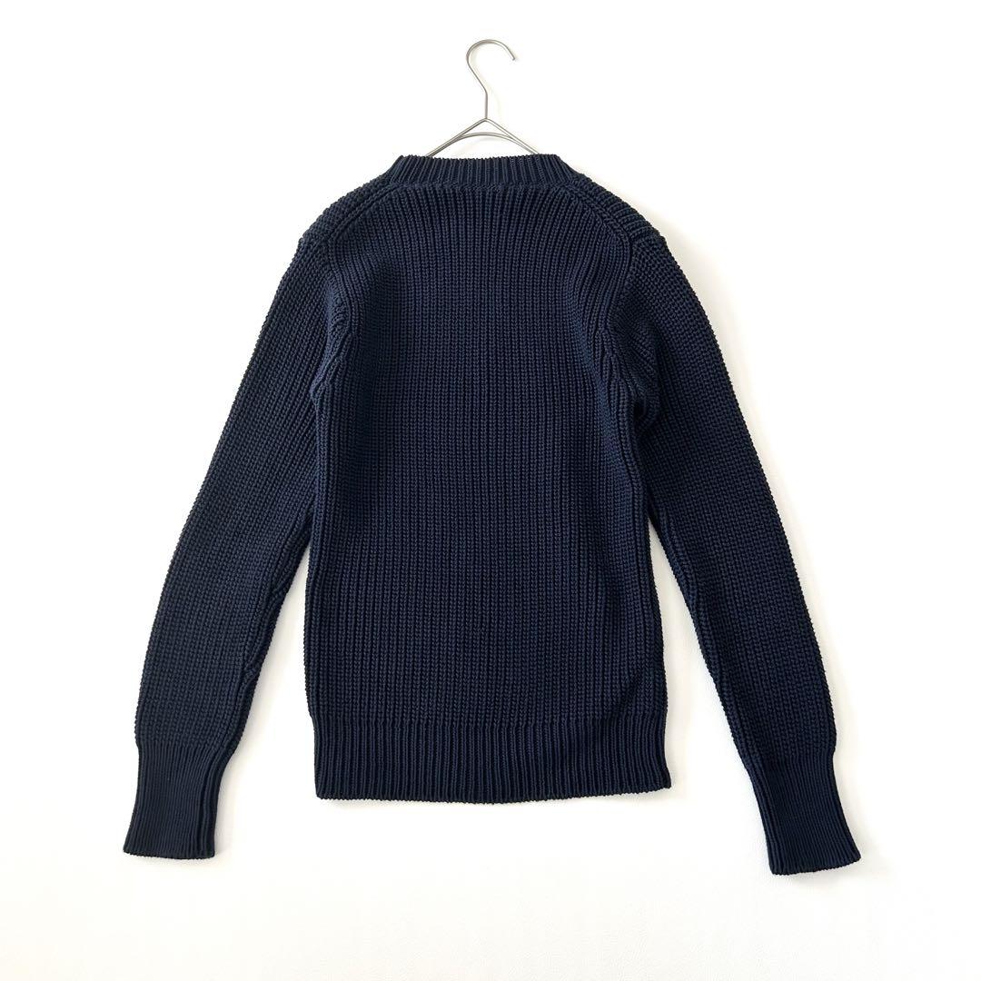 1463y美品 プラダ21年製 長袖クルーネックロゴニット 綿 紺
