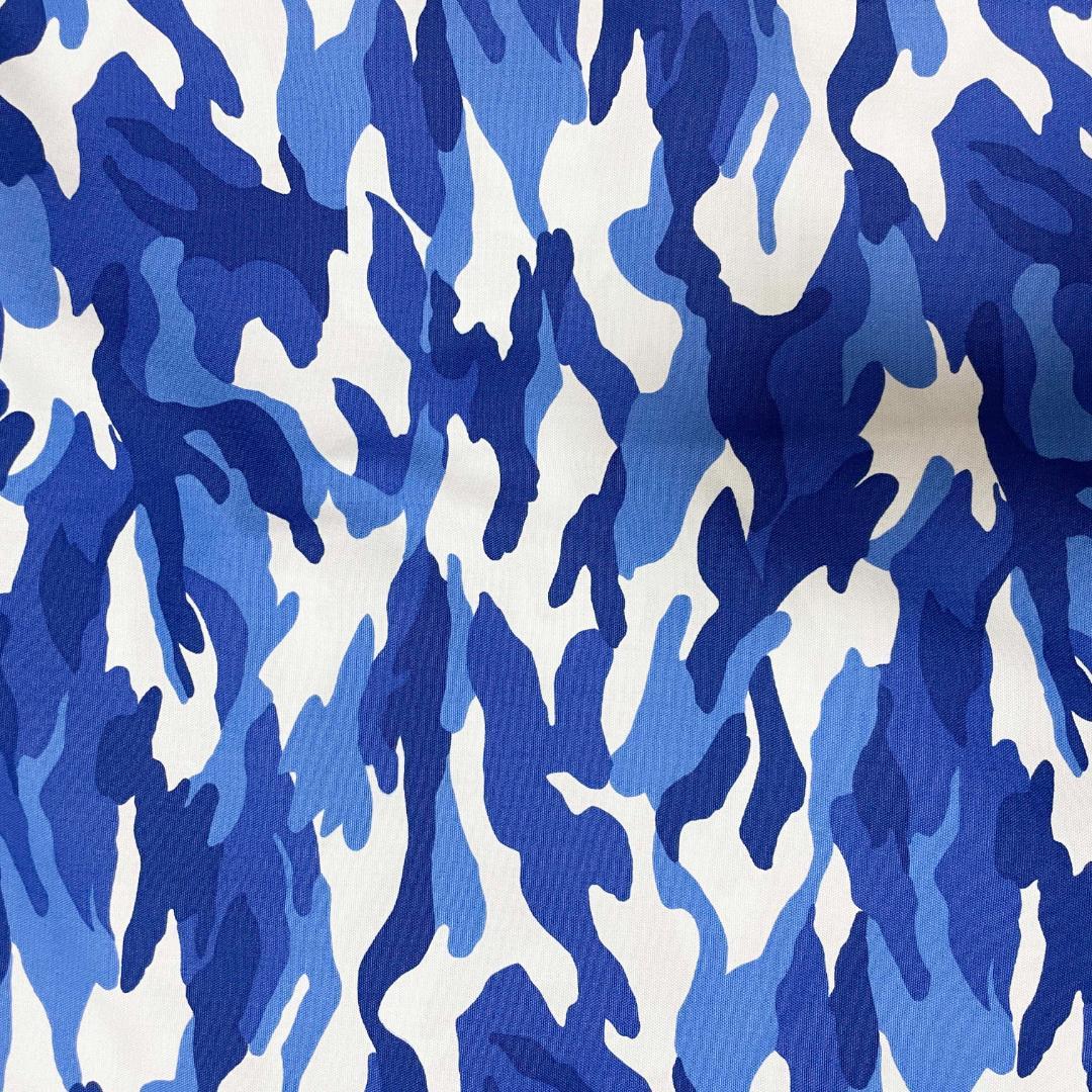 ブルー　カモフラ柄 1m綿オックス迷彩柄カモフラ布カモフラージュ生地ブルー青