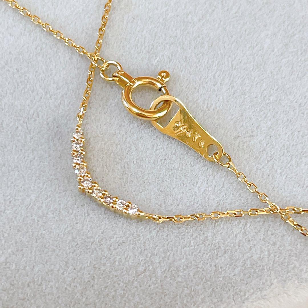 韓国 ファッション通販 agete K18 三日月 ネックレス イエローゴールド ロングセラー アクセサリー