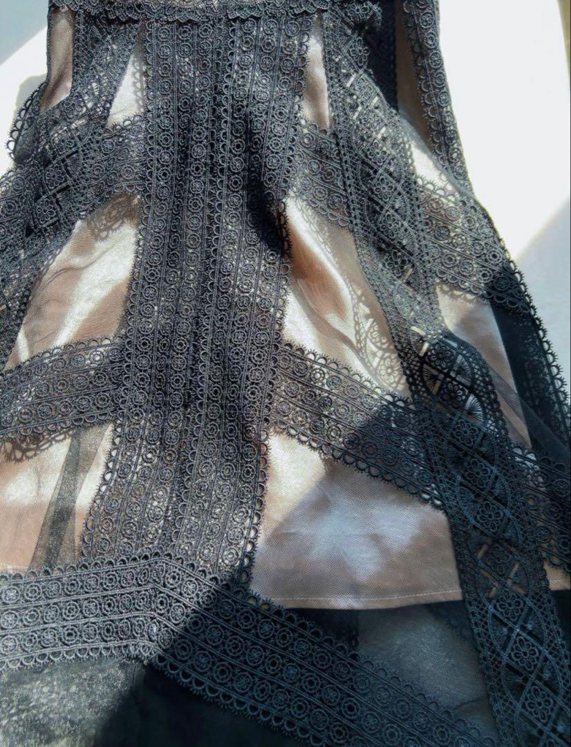 美品 エルケイ settan アシンメトリー レース チュール ドレス XS