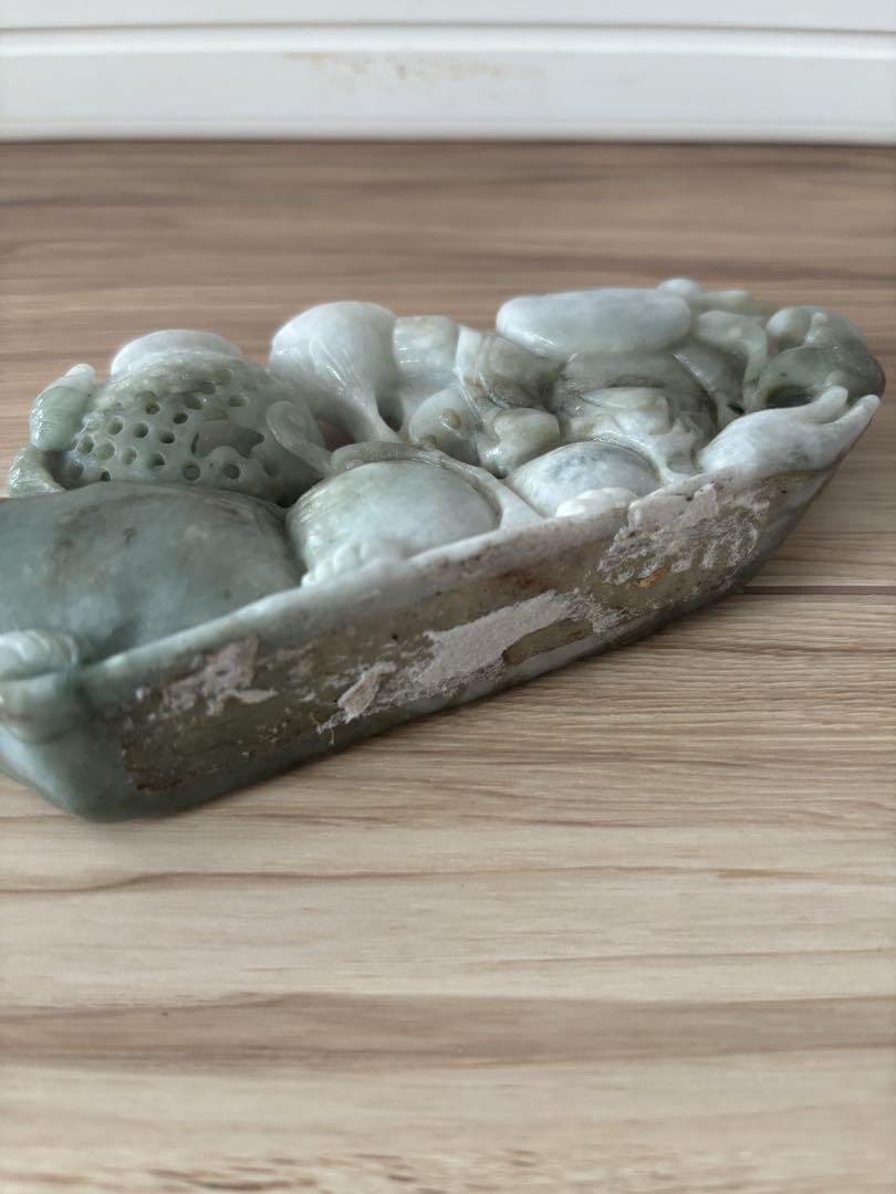 玉石翡翠 彫刻茶器 置き物