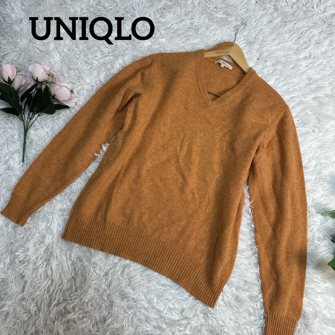UNIQLO ユニクロ セーター ニット オレンジ 長袖 Vネック - メルカリ