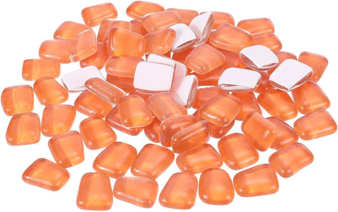 200g 水晶 ガラスモザイクタイル 不規則な四角形クラフトDIY オレンジ