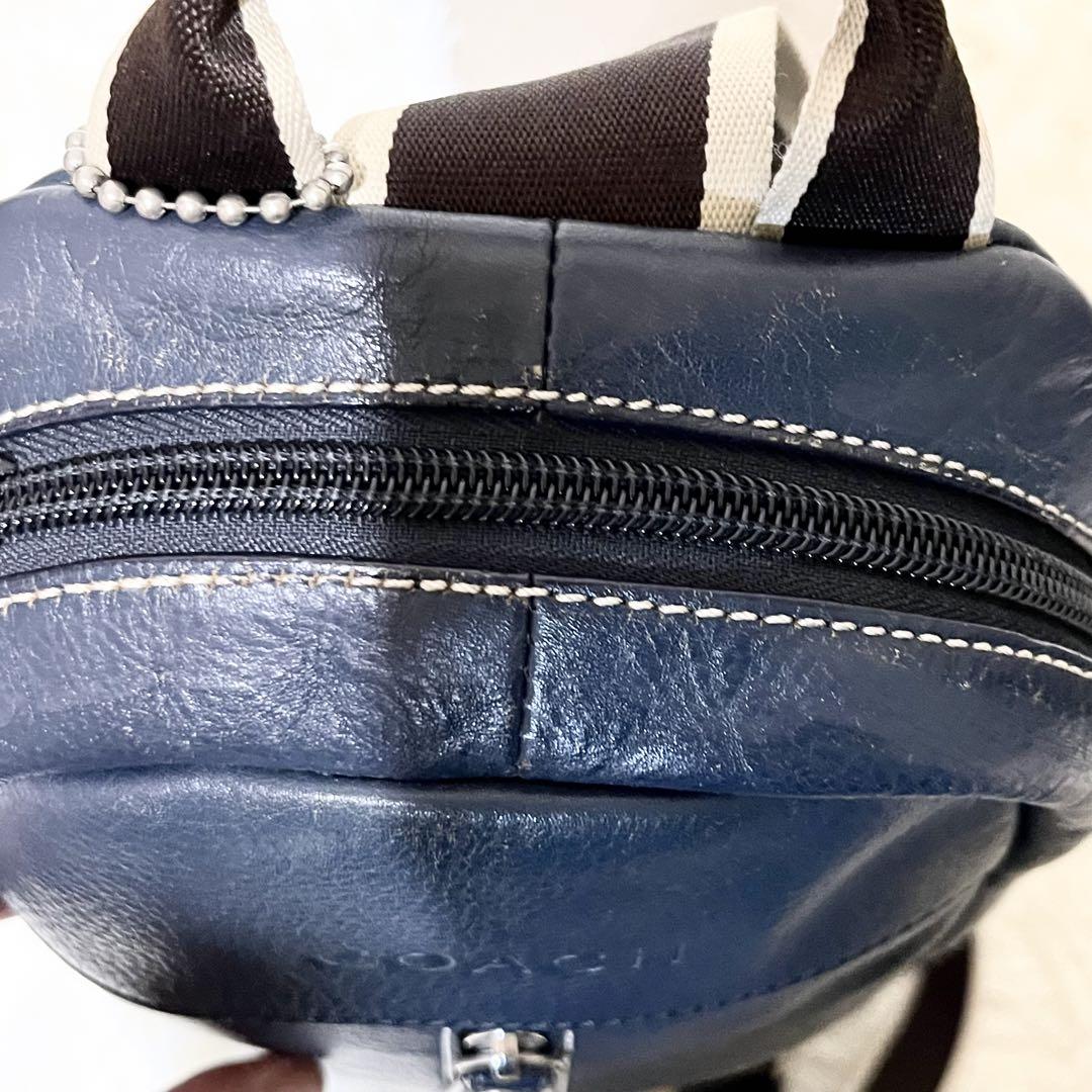 COACH ボディバッグ  ショルダー ヘリテージ ネイビー レザー