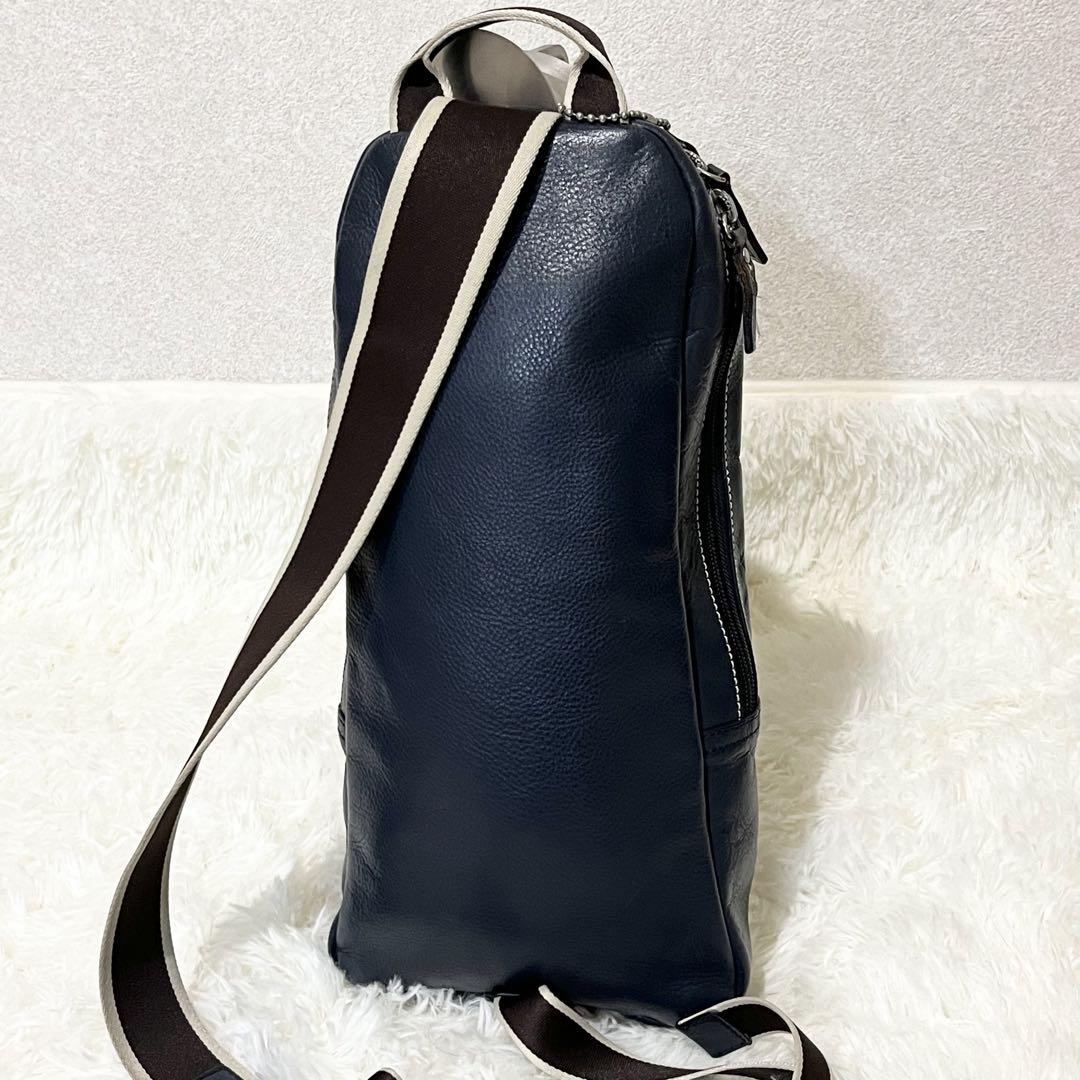 COACH ボディバッグ  ショルダー ヘリテージ ネイビー レザー