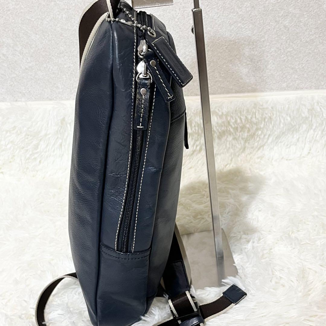 COACH ボディバッグ  ショルダー ヘリテージ ネイビー レザー