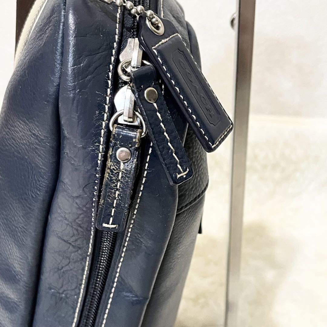 COACH ボディバッグ  ショルダー ヘリテージ ネイビー レザー