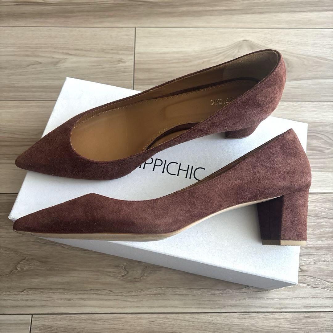 美品PIPPICHIC スエードパンプス24.5㎝　ブラウン
