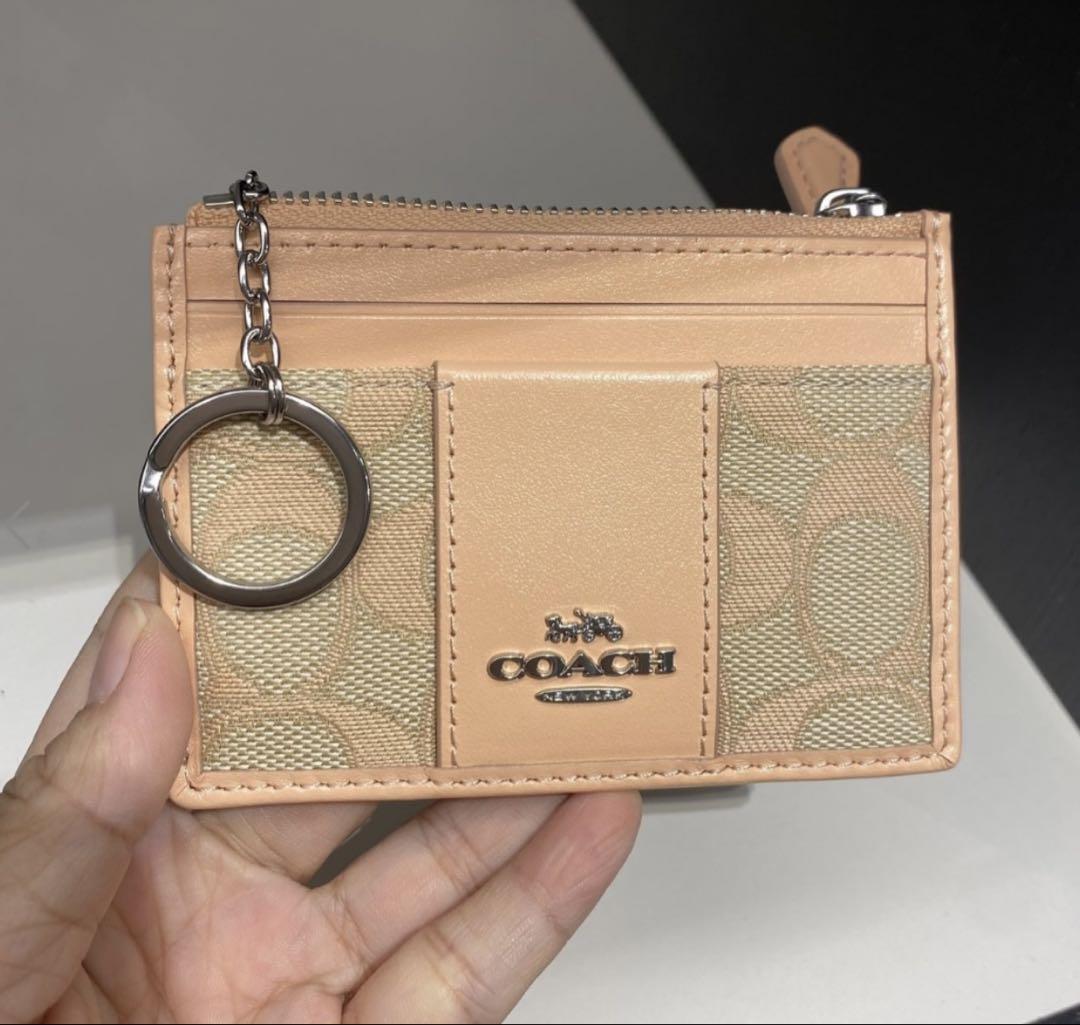 新品 COACH コーチ ミニ ID ケース・シグネチャー コインケース 本革