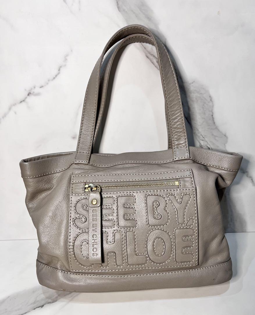 【SEE BY CHLOE 】グレー レザー ハンドバッグ
