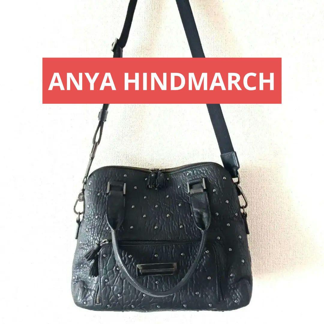 ANYA HINDMARCH ショルダーバッグ 2way スタッズ リボン 本革