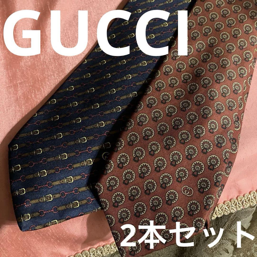 Gucci シルクネクタイ 赤系　青系2本セット 5,666円