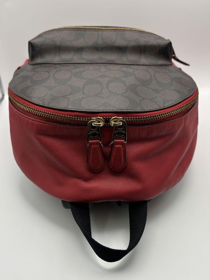 COACH コーチ リュック バックパック ブラウン×レッド PVC×レザー
