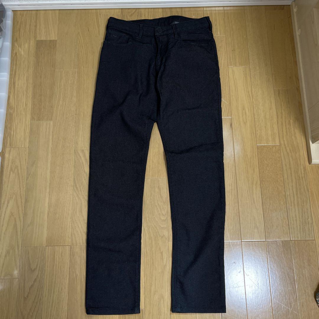 S【エンポリオアルマーニ】スリムフィットパンツ デニム風 ブラック