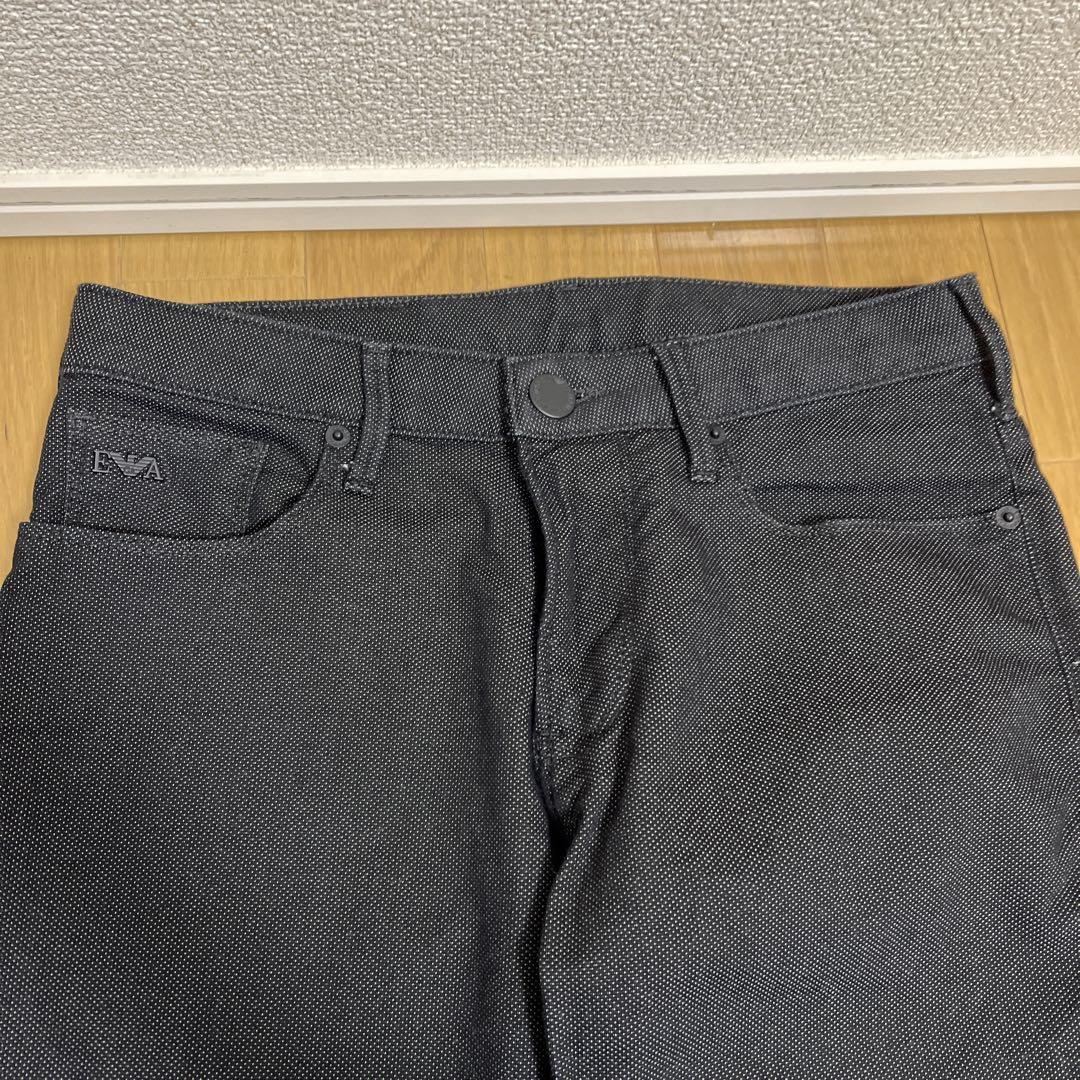 S【エンポリオアルマーニ】スリムフィットパンツ デニム風 ブラック