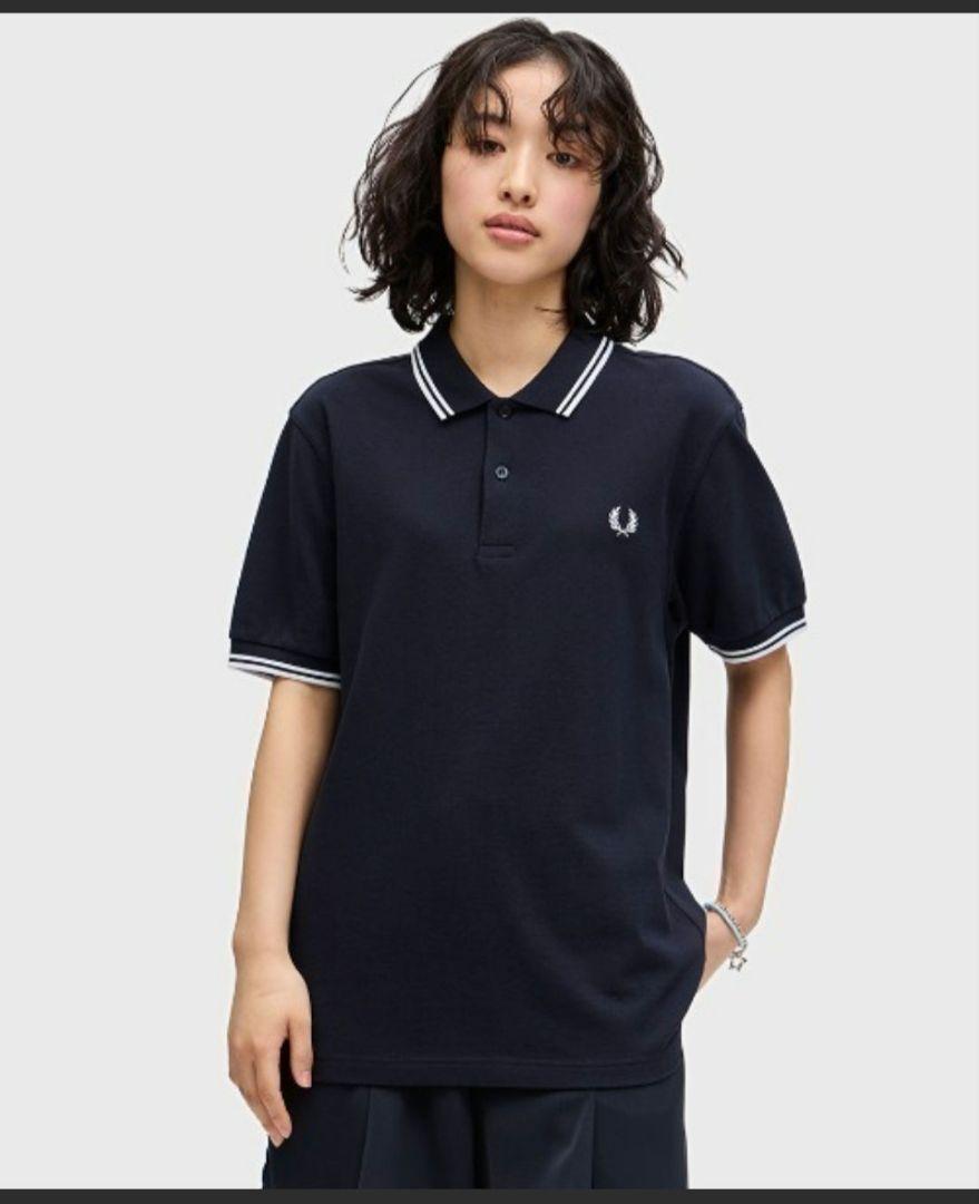 FRED PERRY　M3600 ポロシャツ　ネイビー×ホワイトライン　Mサイズ