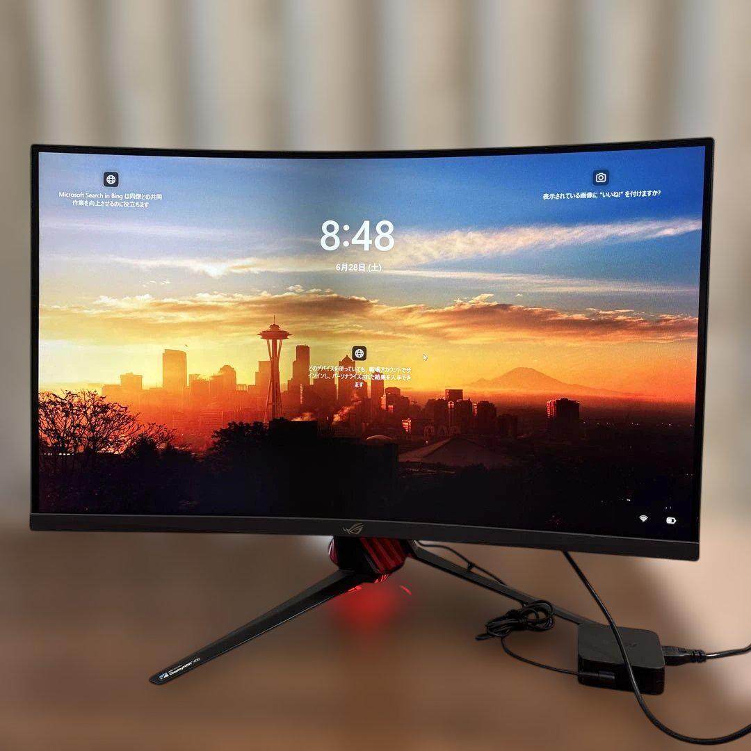 ASUS 曲面モニター 高解像度 大型(ジャンク)ゲーミングデスクトップ