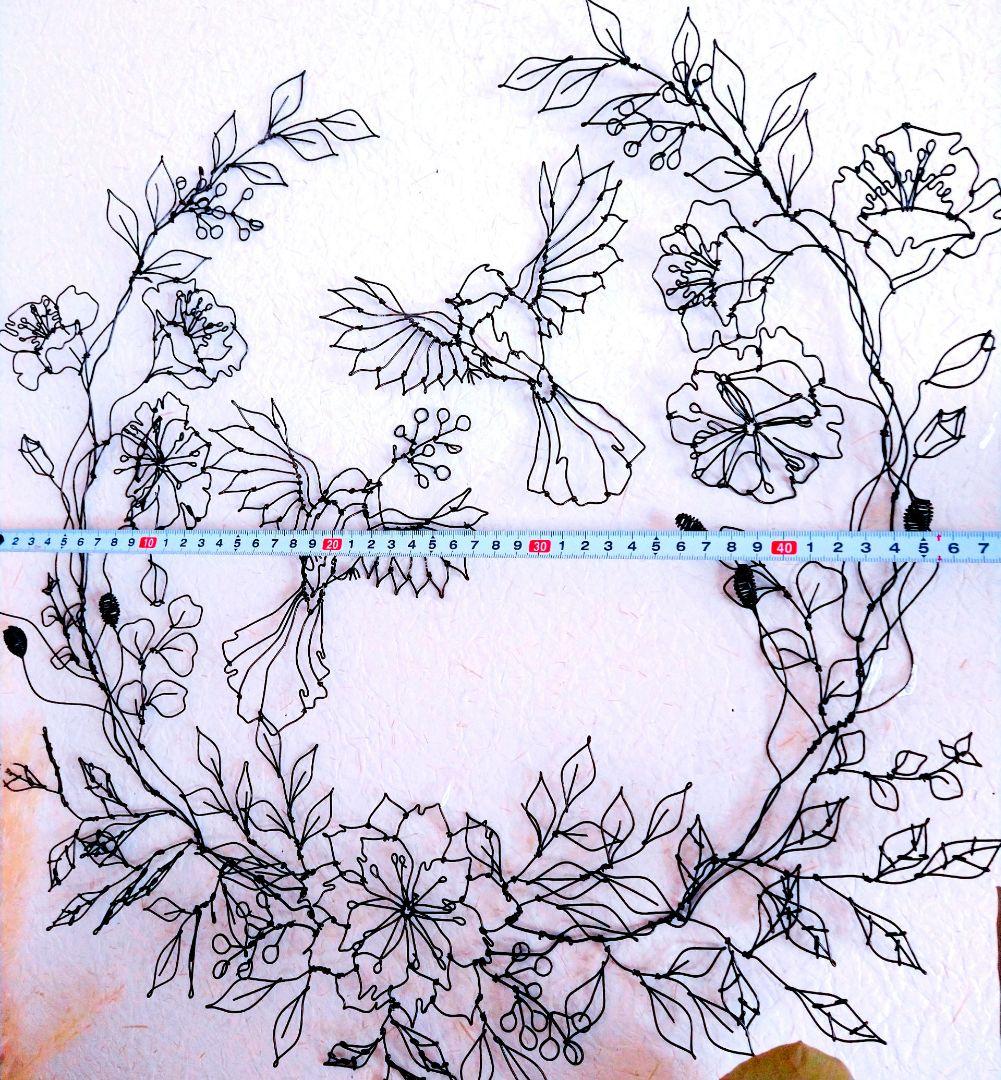 花と小鳥（ひなげし）ワイヤーアート ワイヤークラフト 半立体