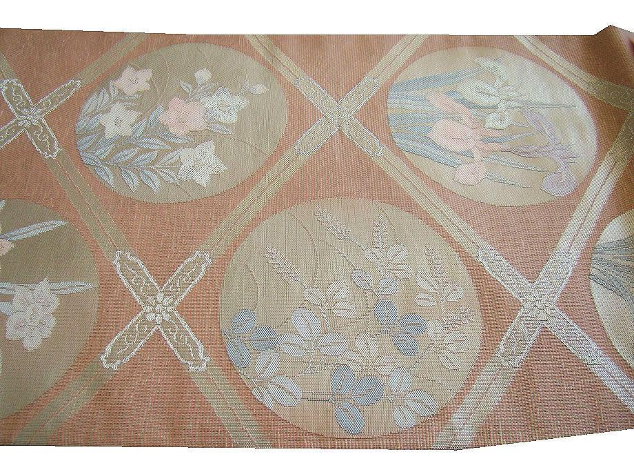 夏帯 美品 訪問着 無地用 西陣織 紗 ロング寸 袋帯 正絹 Fｓ840 ☆美品 夏帯 訪問着 無地用 西陣織 紗 袋帯（正絹）仕立上り