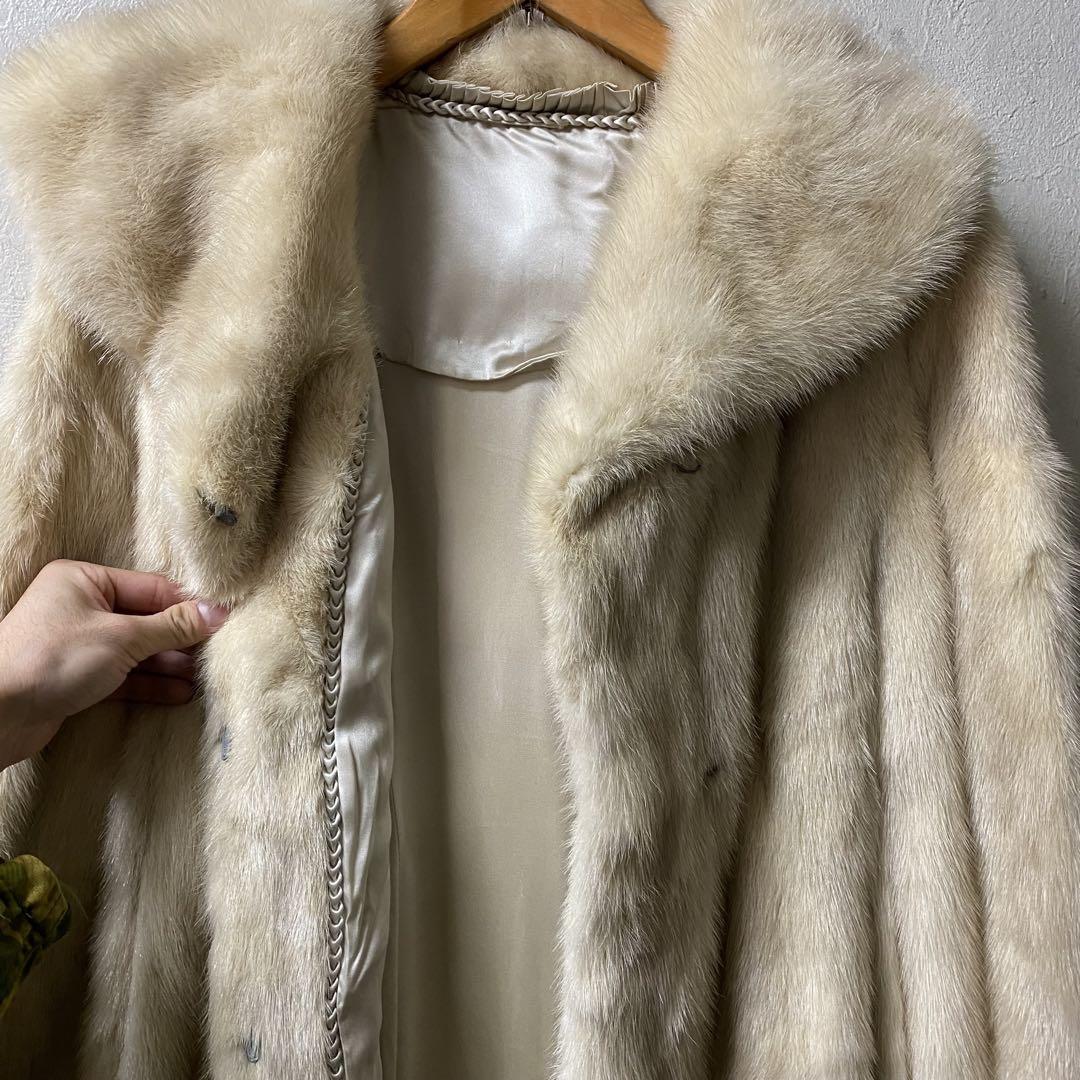 サファイアミンク mink fur クリーム色 毛皮 ロングコート