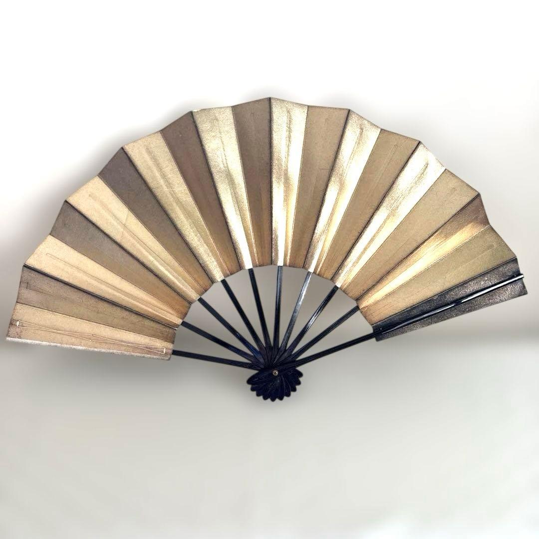 Japanese dance fan (gold/silver) 1 piece, pure silk fan case 1