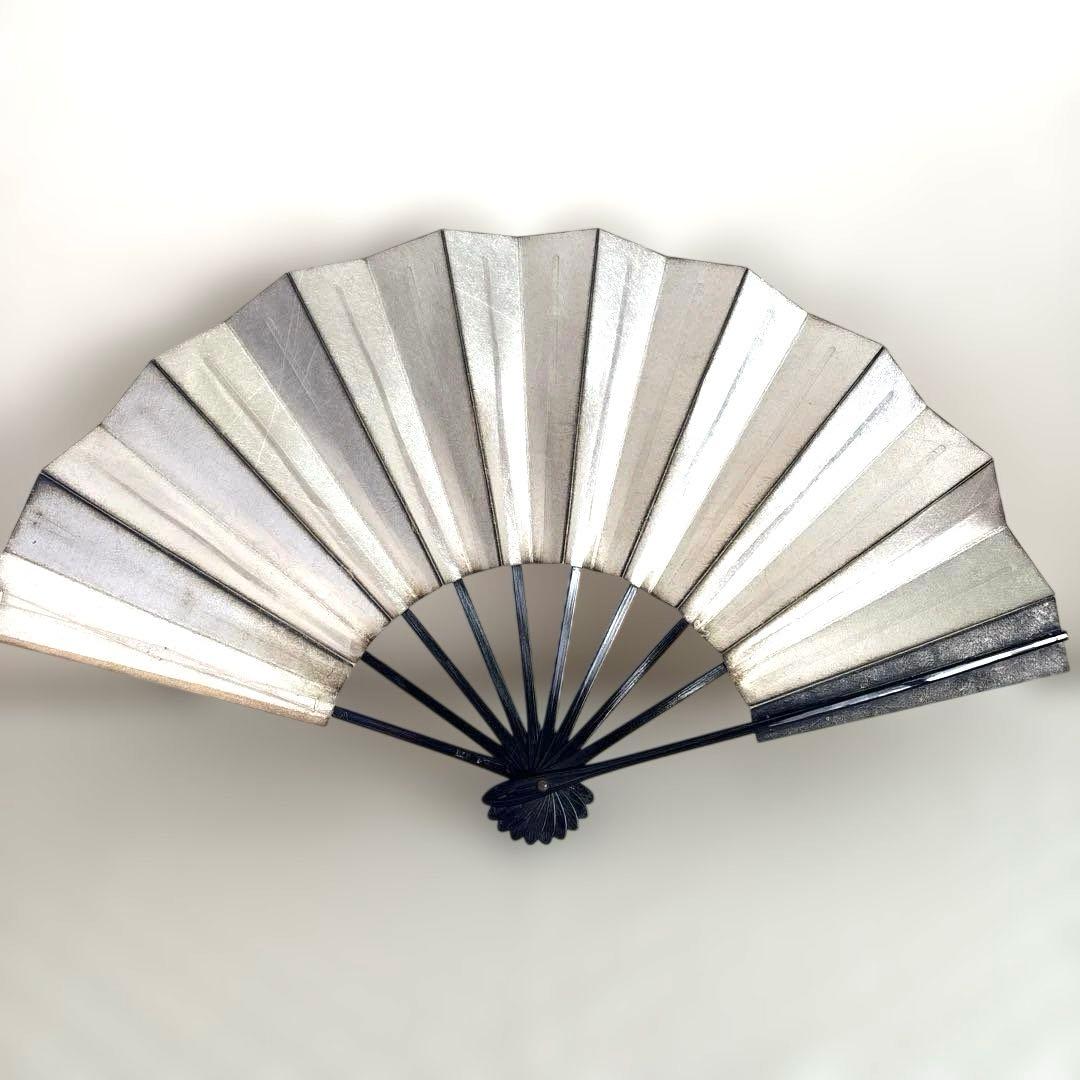 Japanese dance fan (gold/silver) 1 piece, pure silk fan case 1