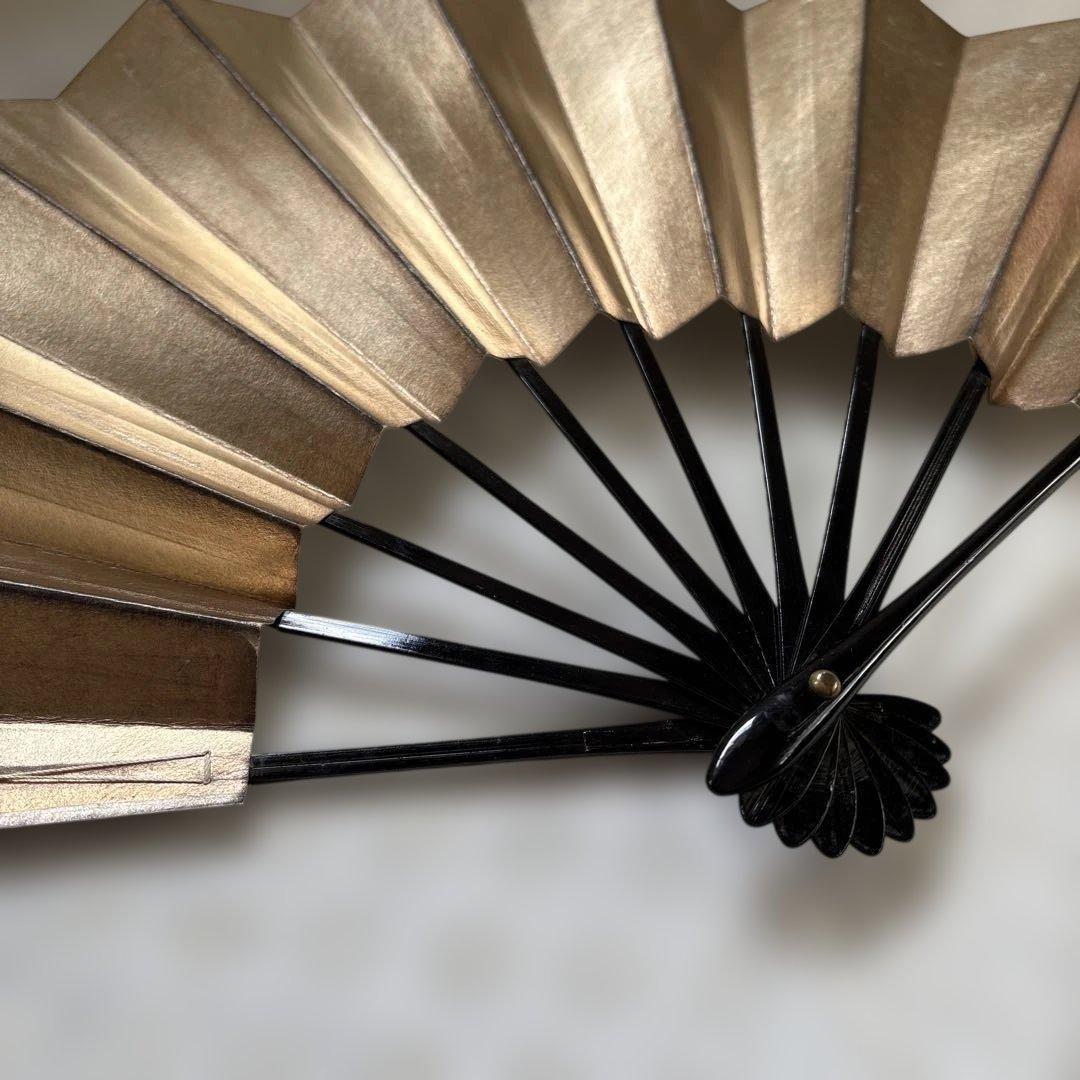 Japanese dance fan (gold/silver) 1 piece, pure silk fan case 1