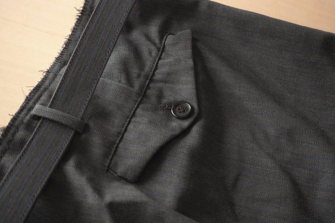 PRADA ウェスト切りっぱなしベルト付きパンツ グレー系46 ウール