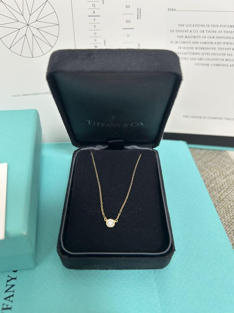 美品 ティファニー 0.2ct バイザヤードネックレスk18YG