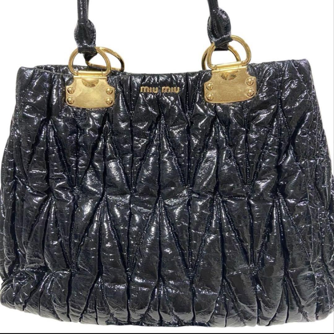 【希少❗️】archive miumiu レザー バッグ　がま口　ブラウン Miu Miu ミュウミュウ マトラッセ 2WAYバッグ ブラウン